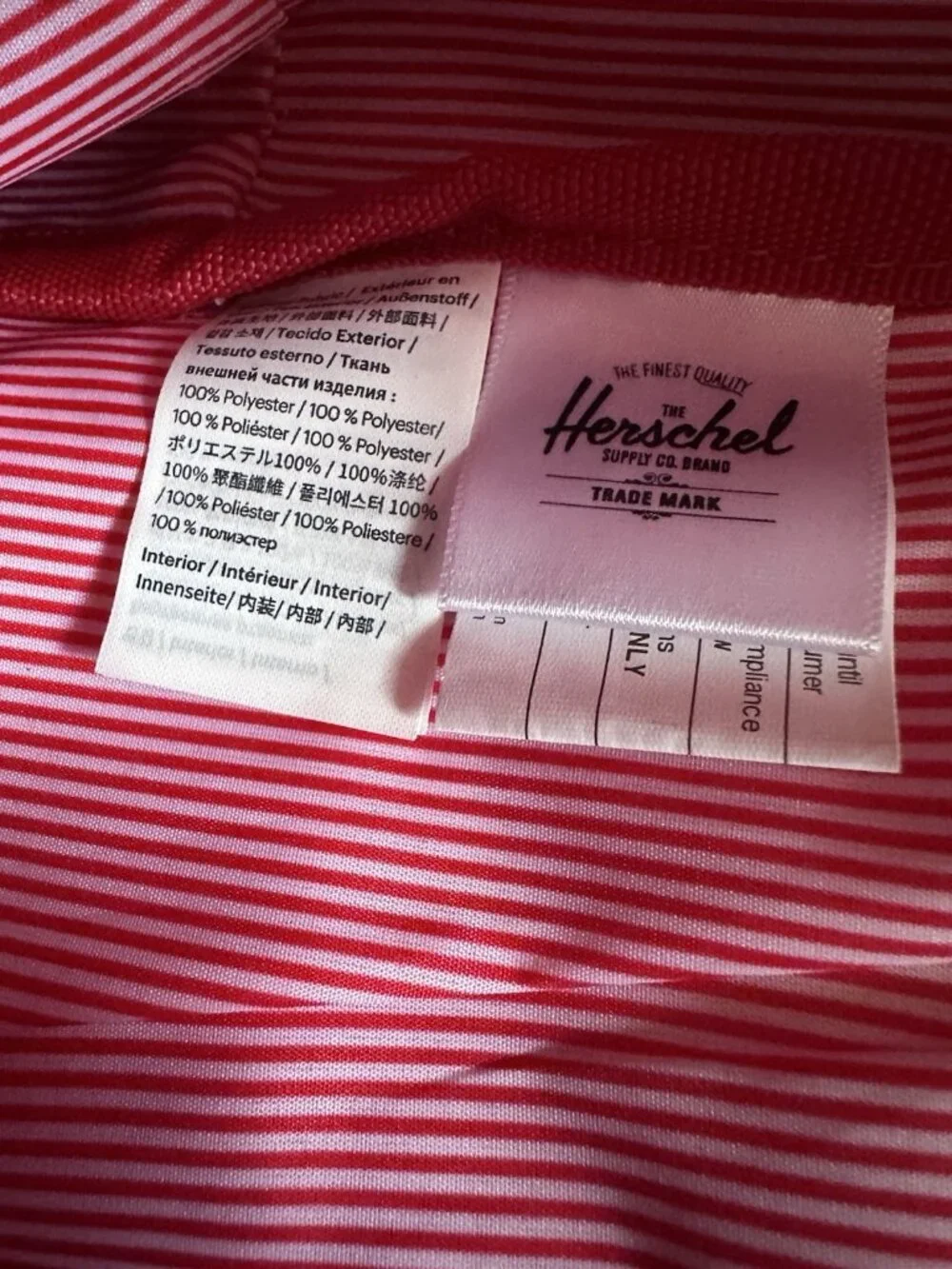 Herschel Supply Backpack Ash Rose Pink Stripe Interior NWOT